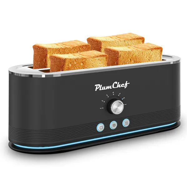 4-Slice Toaster, 7 Browning Settings, Defrost/Reheat Functions, Removable Crumb Tray, Full Body Stainless Steel Housing, Anti-Fingerprint, Anti-Jam, 1350W, Black