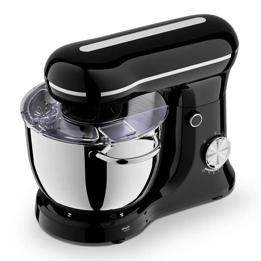 5L Electric Stand Mixer, 10 Speed Tilt-Head Food Mixer, Dough Mixer With Dishwasher Safe Stainless Steel Bowls, Dough Hook, Flat Beater, Whisk For Baking, Perfect For Family Kitchens, Black